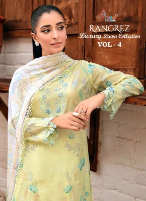 Rangrez by luxury lawn collection vol 04 pure cotton exclusive embroidered unstitched dress material catalogue Rangrez