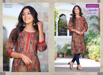 Rangmaya new launch aarohi capsule printed designer Kurti catalogue buy wholesale rate in Surat market  kurtis catalogs