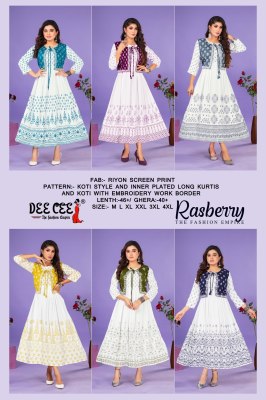 Rasberry by deecee Reyon Screen printed Long kurti with koti catalogue at amaviexpo kurtis catalogs