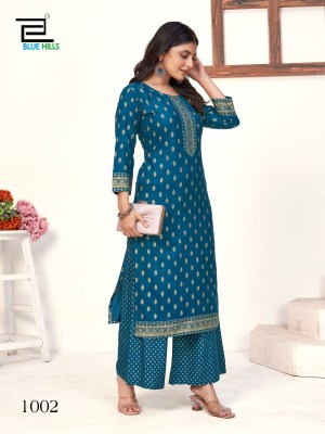 Reels by Blue hills reyon designer fancy kurti with palazzo catalogue at affordable rate readymade suit catalogs