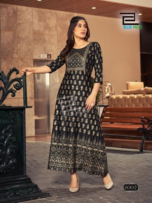 Reels vol 3 by blue hills reyon foil printed kurti catalogue at affordable rate readymade suit catalogs