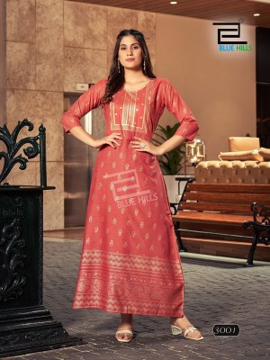 Reels vol 3 by blue hills reyon foil printed kurti catalogue at affordable rate readymade suit catalogs