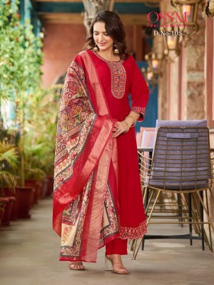 Resham by Ossm Roman silk Digital printed Kurti pant and Dupatta catalogue at affordable rate readymade suit catalogs