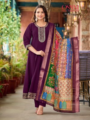 Resham by Ossm Roman silk Digital printed Kurti pant and Dupatta catalogue at affordable rate readymade suit catalogs