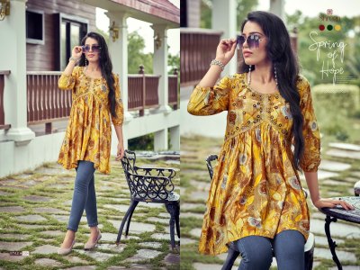 Resham vol 5 by Shreen Trendy western rayon foil prints tunics collection  western wear catalogs