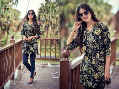 Resham vol 5 by Shreen Trendy western rayon foil prints tunics collection  western wear catalogs