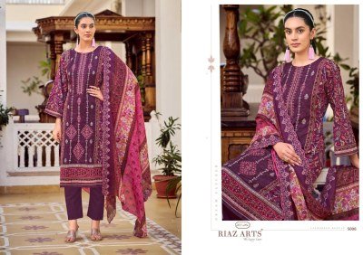 Riaz Arts Chevron Collection Pure Cotton Embroidered Unstitched Suit with Digital Print And Mal Mal Dupatta Wholesale dress material catalogs