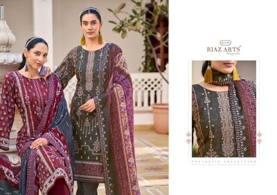 Riaz Arts Chevron Collection Pure Cotton Embroidered Unstitched Suit with Digital Print And Mal Mal Dupatta Wholesale dress material catalogs