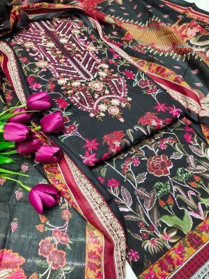 Riaz Musafir Vol 29 Premium Cotton Suit Pure Cotton Digital Print Top with Heavy Self Embroidery Mal Mal Cotton Printed Dupatta  Cotton Bottom Wholesa kurtis catalogs