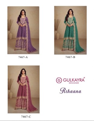 Rihaana by Gulkayra designer Heavy embroidered fancy sharara suit catalogue at affordable rate fancy sharara suit Catalogs