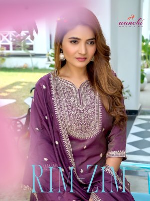 Rim Zim by Aanchi Roman Simmer Embroidered Fancy Top Bottom with dupatta collection at affordable rate 