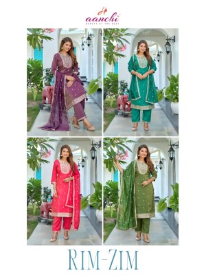 Rim Zim by Aanchi Roman Simmer Embroidered Fancy Top Bottom with dupatta collection at affordable rate readymade suit catalogs