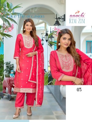 Rim Zim by Aanchi Roman Simmer Embroidered Fancy Top Bottom with dupatta collection at affordable rate readymade suit catalogs