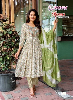 Rithika by Poonam Heavy capsule foil printed flared readymade suit catalogue at affordable rate  readymade suit catalogs