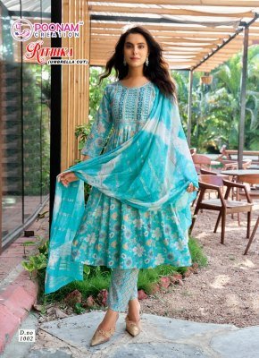 Rithika by Poonam Heavy capsule foil printed flared readymade suit catalogue at affordable rate  readymade suit catalogs