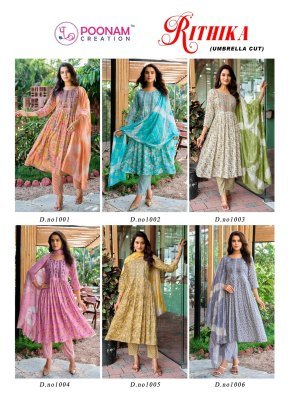 Rithika by Poonam Heavy capsule foil printed flared readymade suit catalogue at affordable rate  readymade suit catalogs