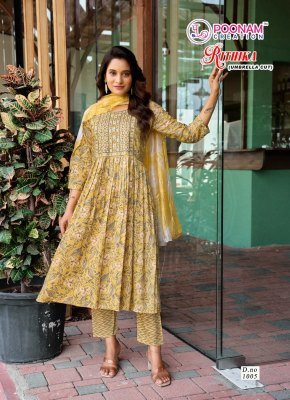 Rithika by Poonam Heavy capsule foil printed flared readymade suit catalogue at affordable rate  readymade suit catalogs