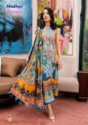 Riwaaz vol 8 by Madhav fashion pure lawn cotton karachi suit catalogue at low rate Karachi suits catalogs