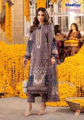 Riwaaz vol 8 by Madhav fashion pure lawn cotton karachi suit catalogue at low rate Karachi suits catalogs