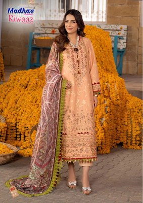 Riwaaz vol 8 by Madhav fashion pure lawn cotton karachi suit catalogue at low rate Karachi suits catalogs