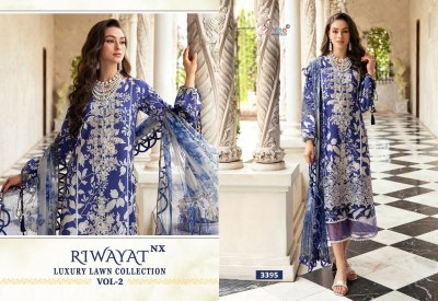 Riwayat by Luxury lawn collection vol 2 pure lawn cotton embroidered unstitched dress material catalogue  salwar kameez catalogs