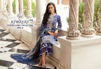 Riwayat by Luxury lawn collection vol 2 pure lawn cotton embroidered unstitched dress material catalogue  salwar kameez catalogs