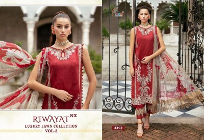 Riwayat by Luxury lawn collection vol 2 pure lawn cotton embroidered unstitched dress material catalogue  salwar kameez catalogs