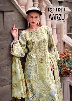 Romani Aarzu Vol 20 Festive Unstitched Cotton Suit with Digital Prints And Heavy Embroidery Wholesale Romani
