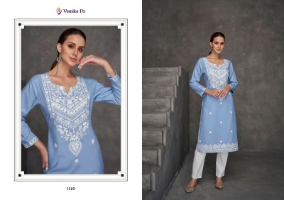 Rooh vol 7 by Vamika Nx pure reyon lakhnavi work kurti catalogue at low rate kurtis catalogs