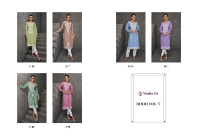 Rooh vol 7 by Vamika Nx pure reyon lakhnavi work kurti catalogue at low rate kurtis catalogs