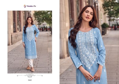 Rooh vol 8 by Vamika nx Pure reyon Lakhnavi Stitch Kurti catalogue at affordable rate kurtis catalogs