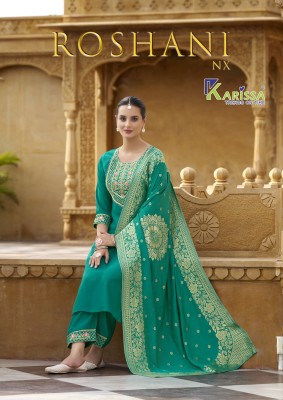 Roshani nx by Karissa Fancy Roman silk Kurti pant and dupatta collection at wholesale price 