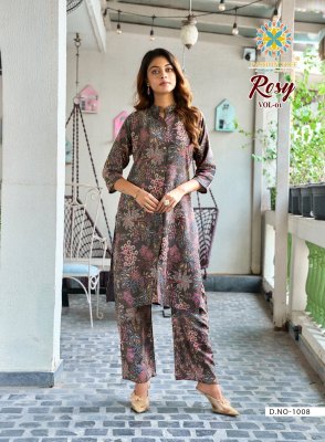 Rosy vol 1 by passion Tree Heavy Printed Reyon With Discharge Print top with bottom catalogue at affordable rate kurtis catalogs
