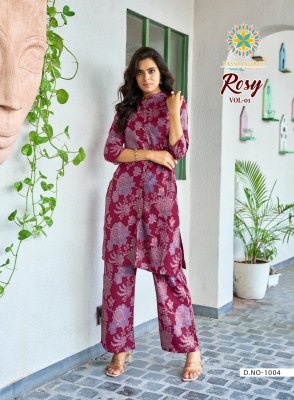 Rosy vol 1 by passion Tree Heavy Printed Reyon With Discharge Print top with bottom catalogue at affordable rate kurtis catalogs