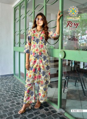 Rosy vol 1 by passion Tree Heavy Printed Reyon With Discharge Print top with bottom catalogue at affordable rate kurtis catalogs