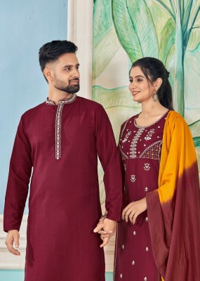 Royal couple v 13 by Banwery pure embroidered trendy couple kurta with bottom collection kurtis catalogs