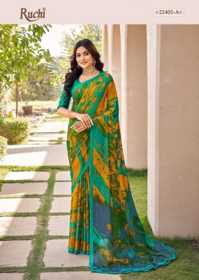 Ruchi Sarees Presents Satrangi Silk Chiffon weaved gold zari printed designer saree collation  sarees catalogs