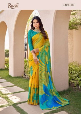 Ruchi Sarees Presents Satrangi Silk Chiffon weaved gold zari printed designer saree collation  sarees catalogs