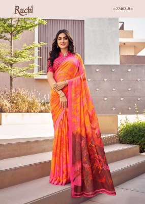 Ruchi Sarees Presents Satrangi Silk Chiffon weaved gold zari printed designer saree collation  sarees catalogs