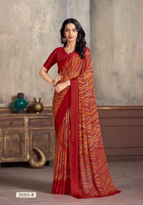 Ruchi saree present cherry chiffon with sartin weaved border saree catalogue at wholesale price sarees catalogs