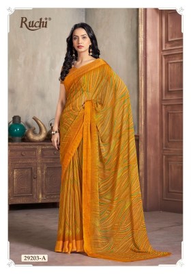 Ruchi saree present cherry chiffon with sartin weaved border saree catalogue at wholesale price sarees catalogs