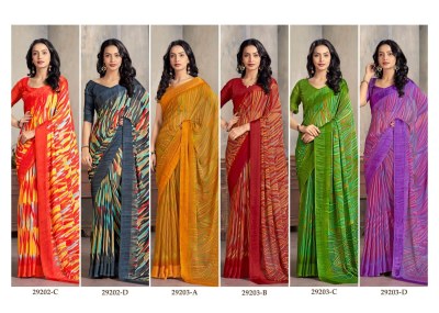 Ruchi saree present cherry chiffon with sartin weaved border saree catalogue at wholesale price sarees catalogs