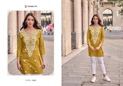 Ruhana vol 2 by Vamika heavy reyon neck embroidered short western wear top catalogue at amaviexpo western wear catalogs