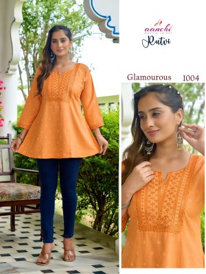Rutvi by Aanchi Fancy Embroidered Work Short Top collection with low rate   western wear catalogs
