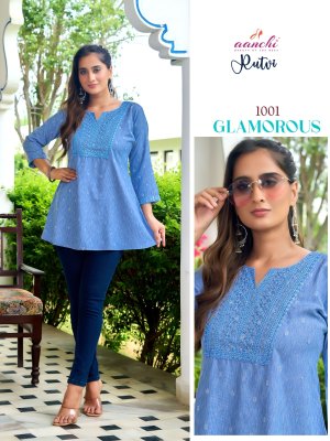 Rutvi by Aanchi Fancy Embroidered Work Short Top collection with low rate   western wear catalogs