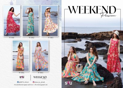 S4U Shivali by Weekend passion W001 to W1005 rayon floral printed gown catalogue at low rate gown catalogs