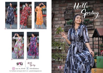 S4U by Hello spring new trendy flower printed long flared kurti catalogue at low rate kurtis catalogs