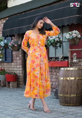 S4U by Hello spring new trendy flower printed long flared kurti catalogue at low rate kurtis catalogs