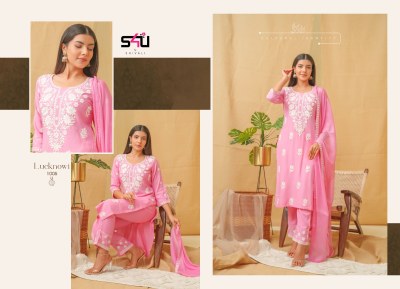 S4U by Lucknowi 1001 to 1006 Lucknowi embroidered suit catalogue at low rate readymade suit catalogs