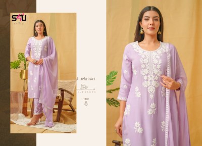 S4U by Lucknowi 1001 to 1006 Lucknowi embroidered suit catalogue at low rate readymade suit catalogs